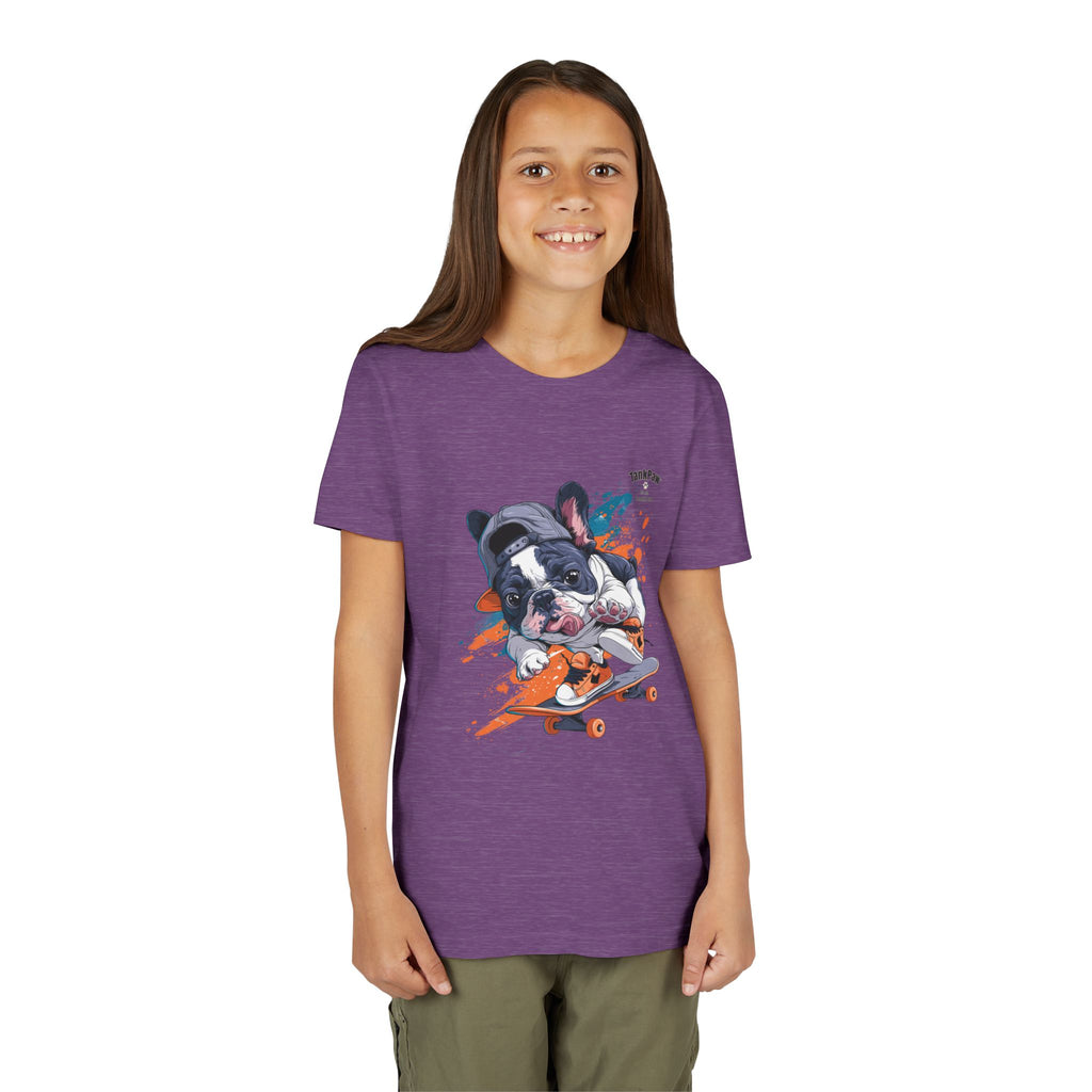 Youth Skateboarding French Bulldog Tee — Cute Skate Pup Graphic Shirt