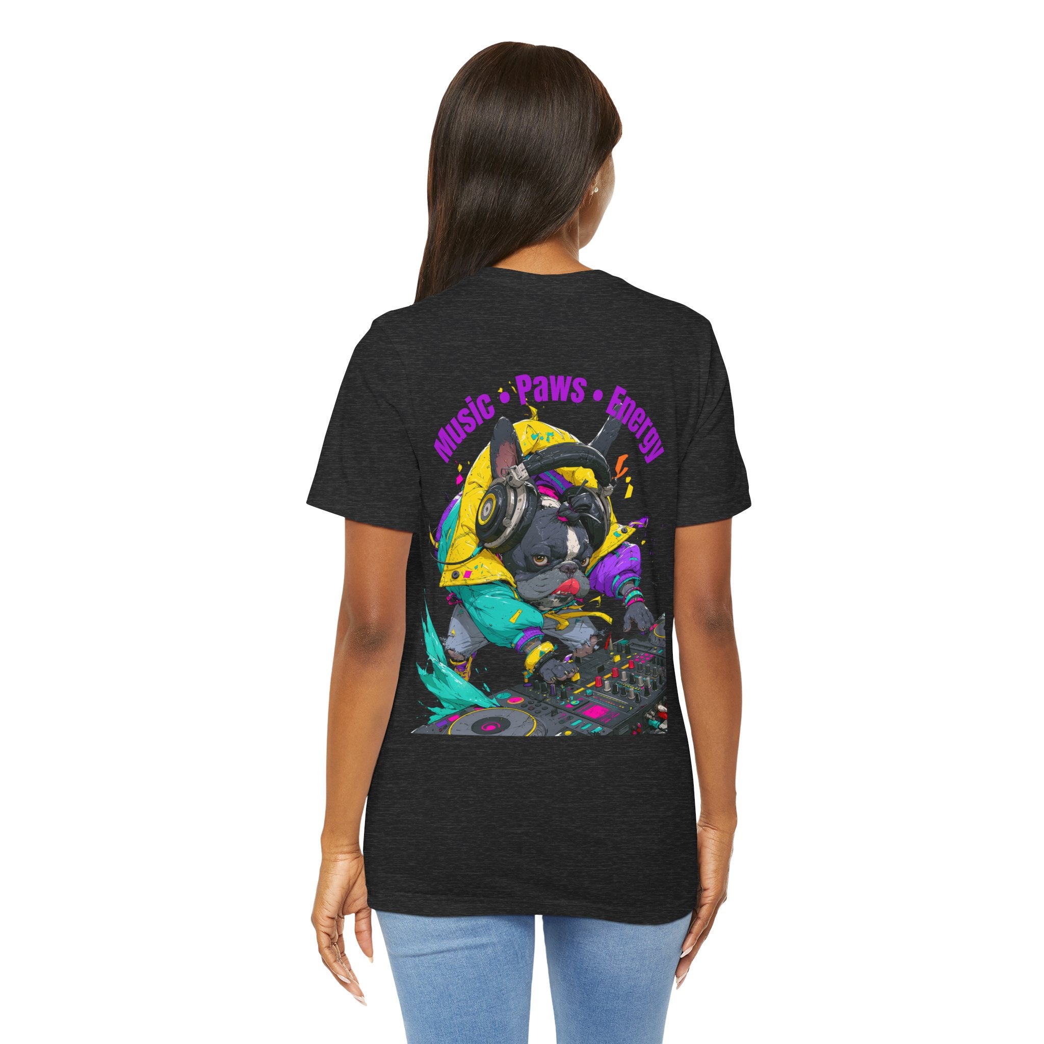 DJ French Bulldog T-Shirt — "Music • Paws • Energy" Graphic Tee