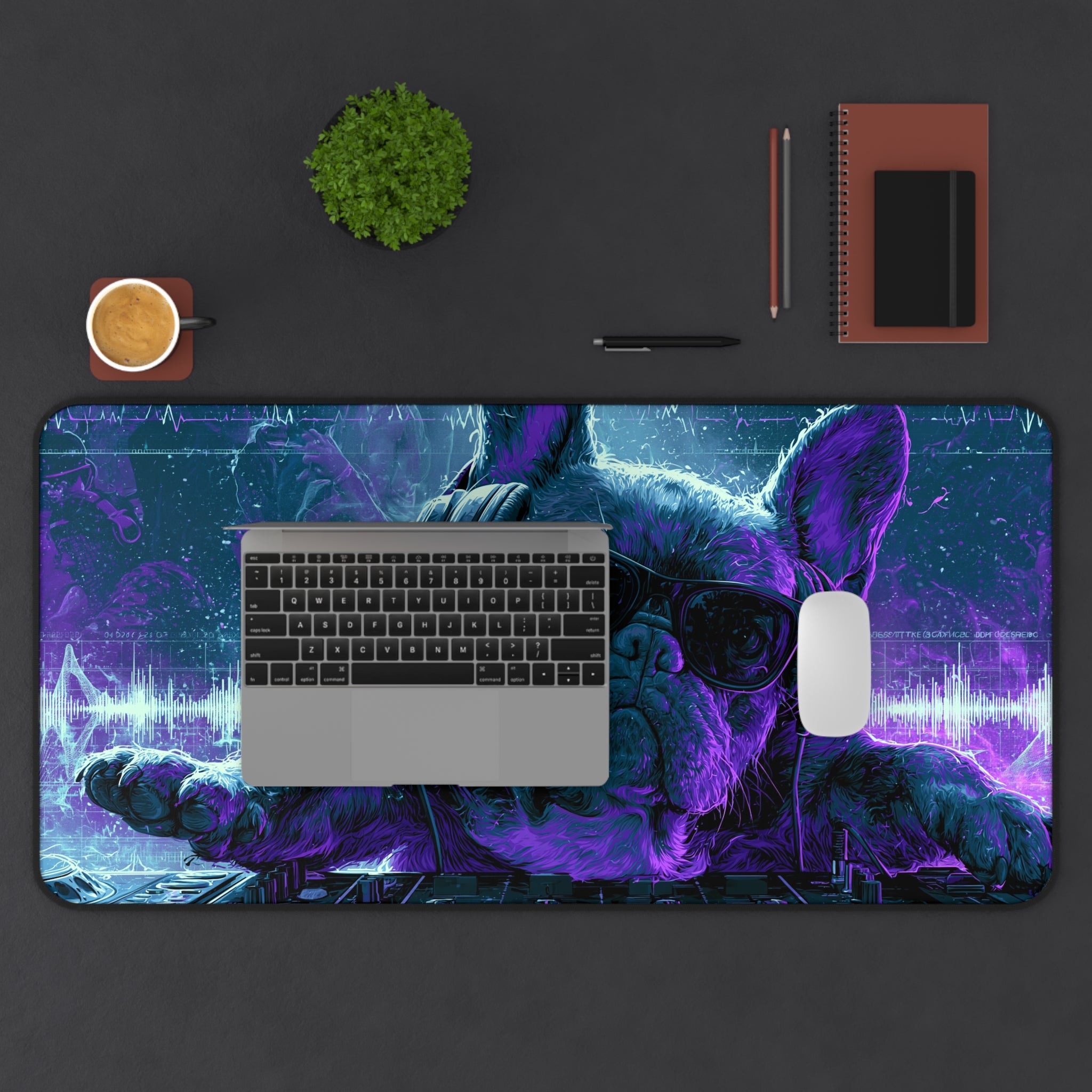 DJ French Bulldog Desk Mat – Gaming Mouse Pad for Music Lovers & Frenchie Fans