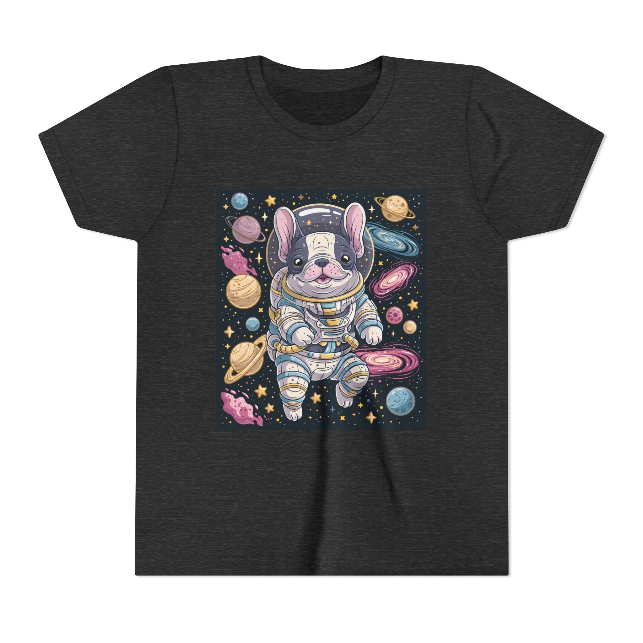 Kids Astronaut French Bulldog Tee — Space Puppy Graphic Youth T‑Shirt