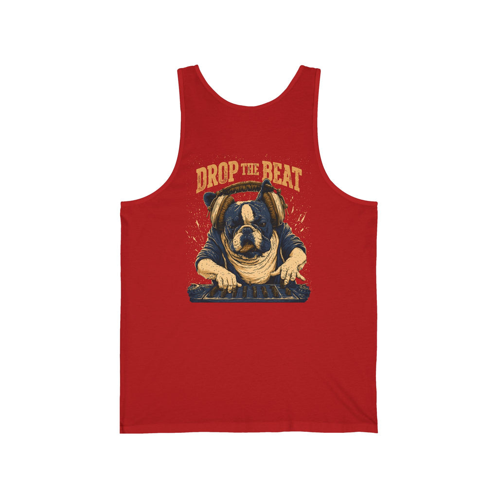 Drop the Beat DJ Dog Tank Top — Funny Bulldog Music Lover Graphic Tank