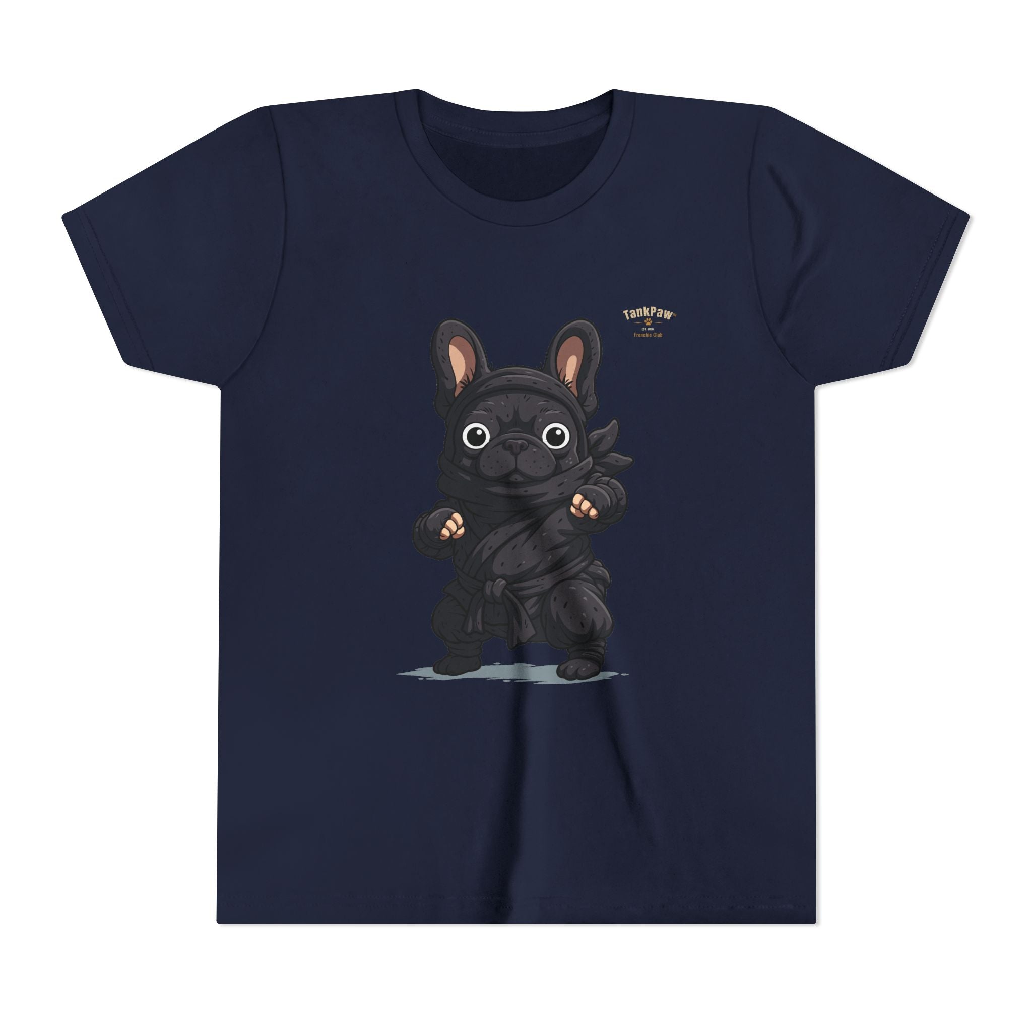 Kids Cute Black French Bulldog Tee – 'TARBUN' Cartoon Pup Youth T-Shirt