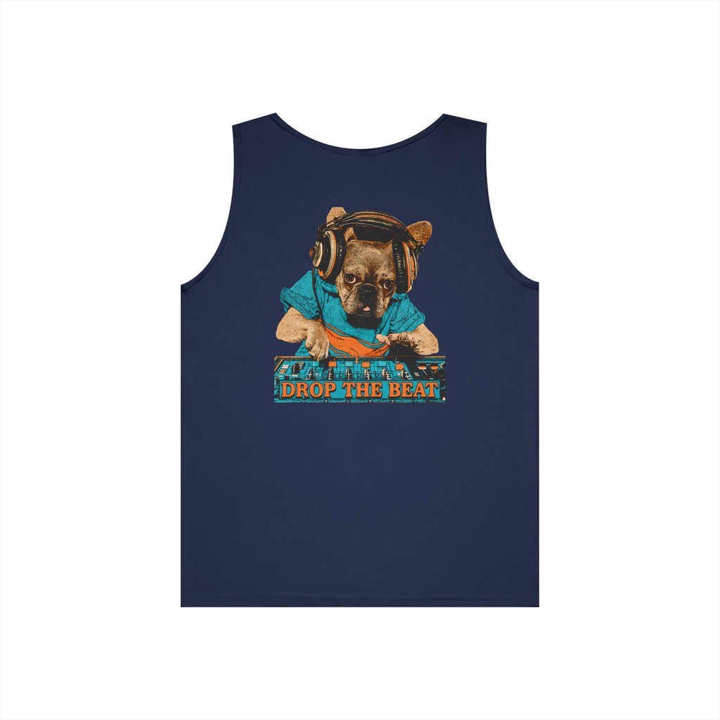 DJ Dog Tank Top - "Drop The Beat" Graphic Music Lover Tank