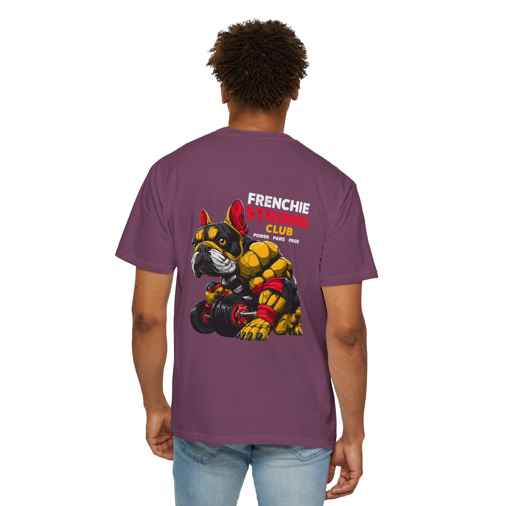 "Frenchie Strong Club" Muscular Dog Pet T-Shirt — Cute Frenchie Weightlifting Graphic Tee