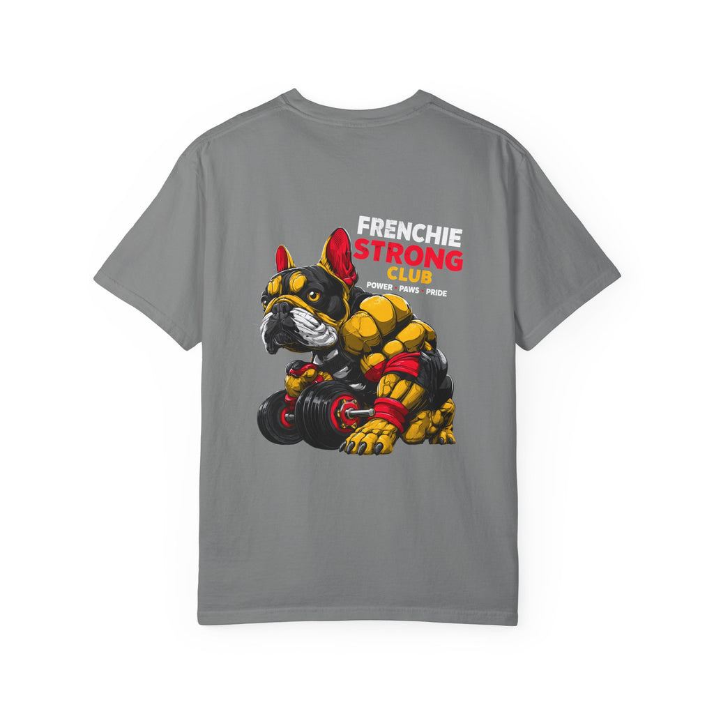 "Frenchie Strong Club" Muscular Dog Pet T-Shirt — Cute Frenchie Weightlifting Graphic Tee