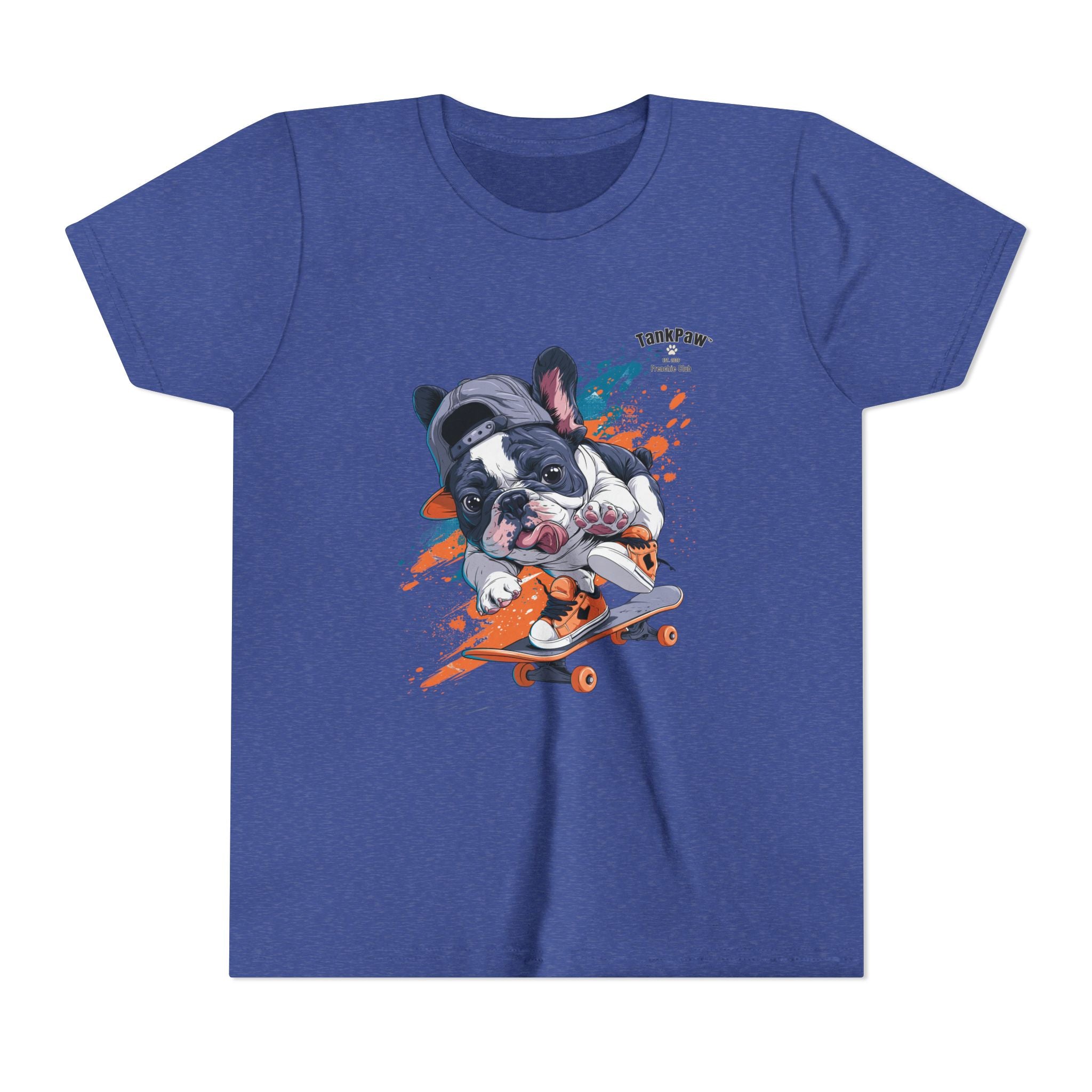 Youth Skateboarding French Bulldog Tee — Cute Skate Pup Graphic Shirt