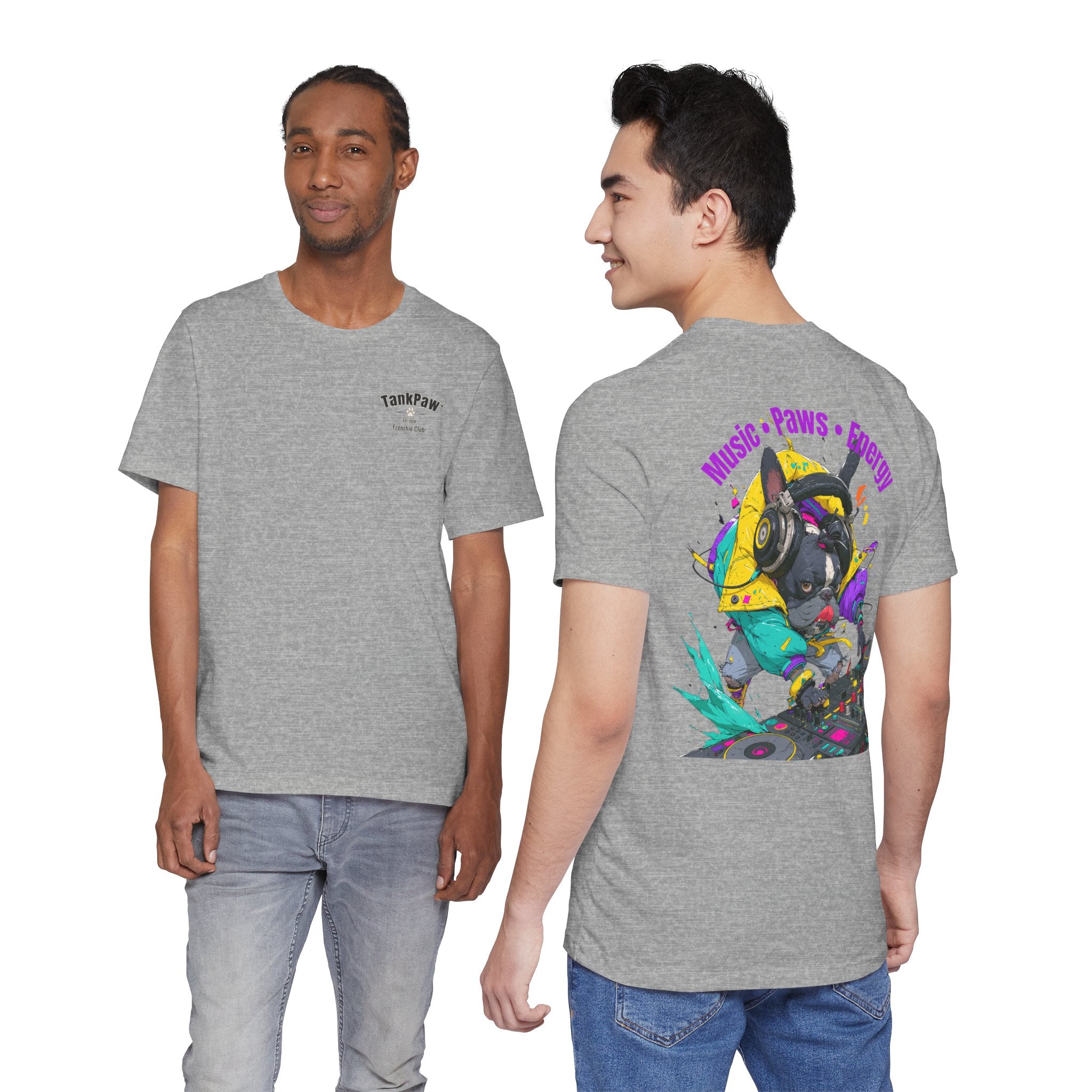 DJ French Bulldog T-Shirt — "Music • Paws • Energy" Graphic Tee