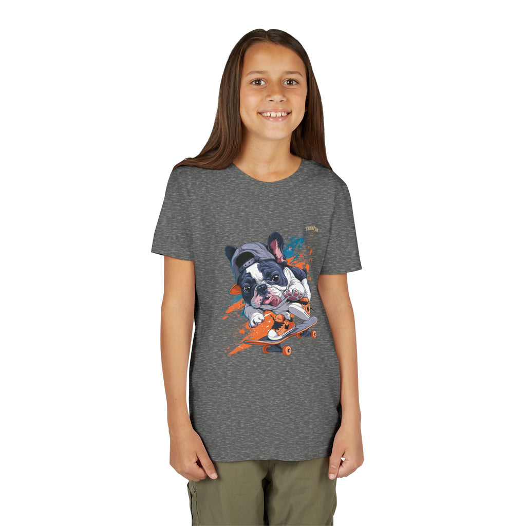 Youth Skateboarding French Bulldog Tee — Cute Skate Pup Graphic Shirt