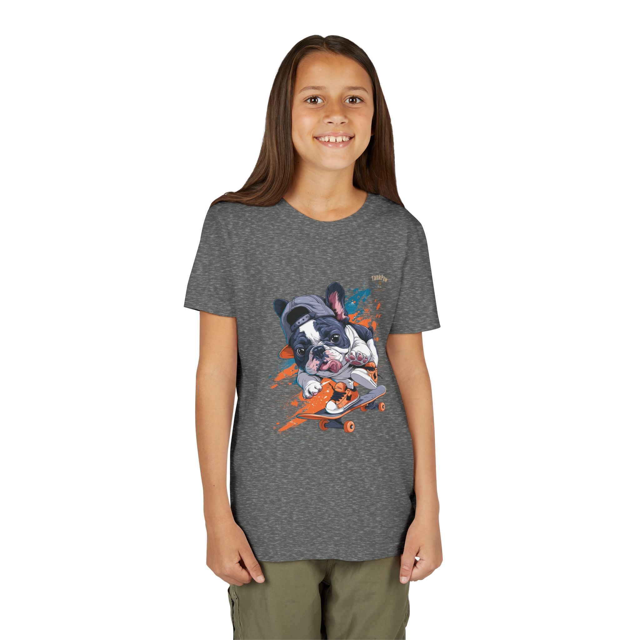Youth Skateboarding French Bulldog Tee — Cute Skate Pup Graphic Shirt