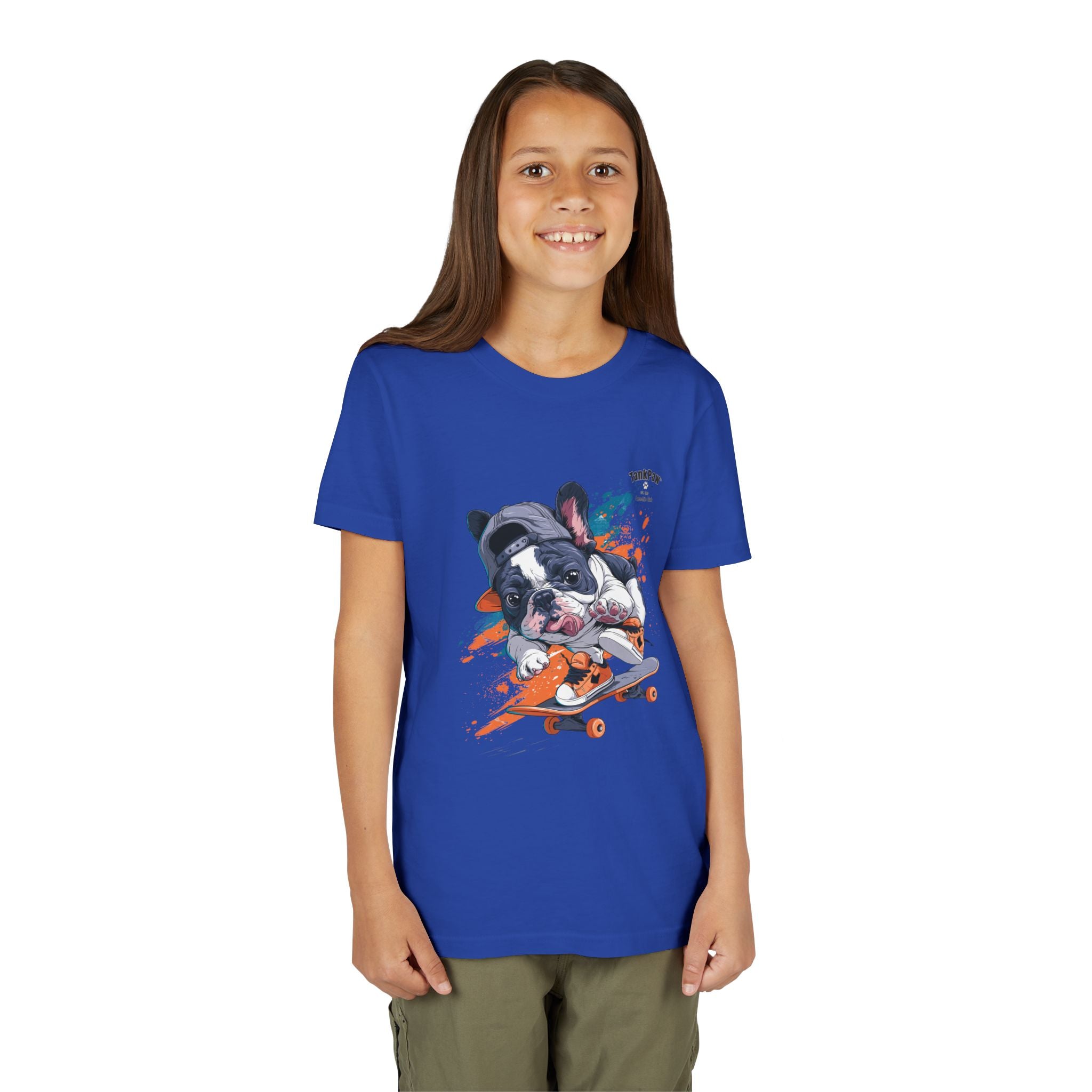 Youth Skateboarding French Bulldog Tee — Cute Skate Pup Graphic Shirt