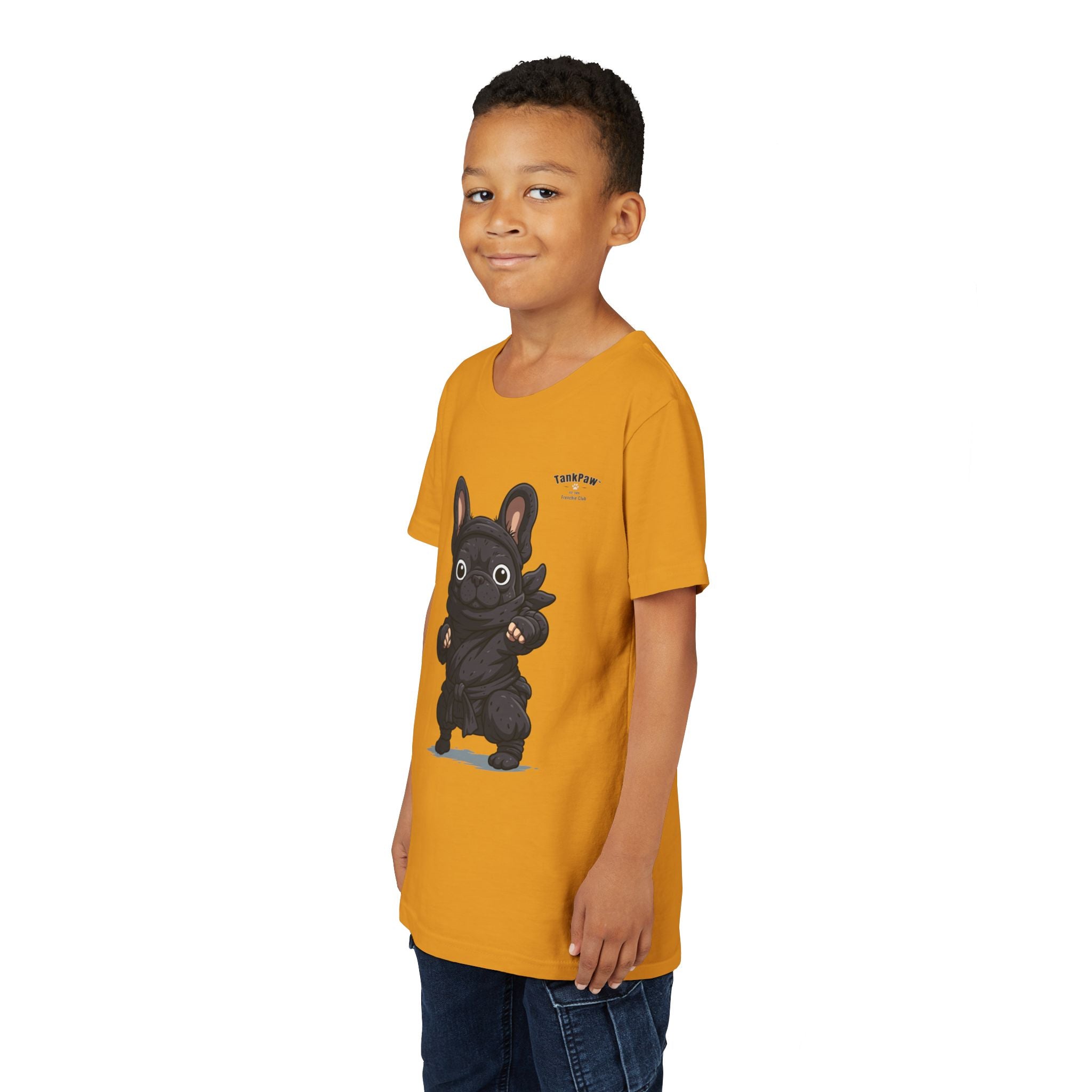 Kids Cute Black French Bulldog Tee – 'TARBUN' Cartoon Pup Youth T-Shirt