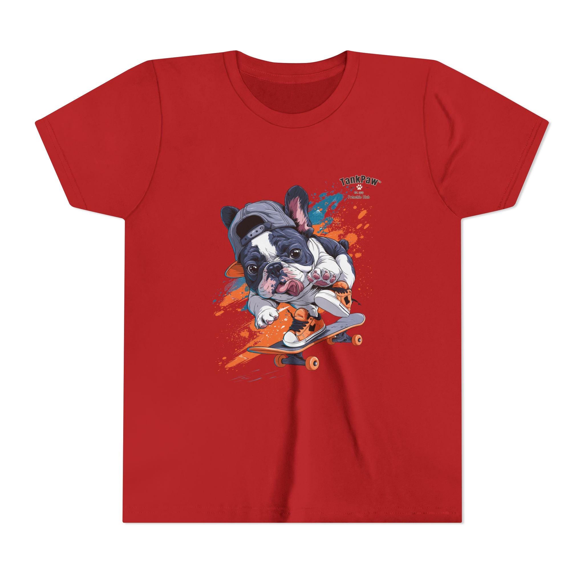 Youth Skateboarding French Bulldog Tee — Cute Skate Pup Graphic Shirt