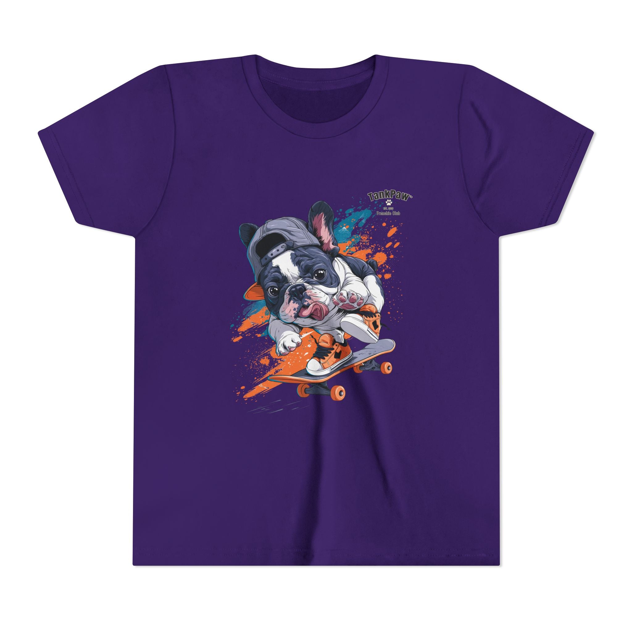 Youth Skateboarding French Bulldog Tee — Cute Skate Pup Graphic Shirt