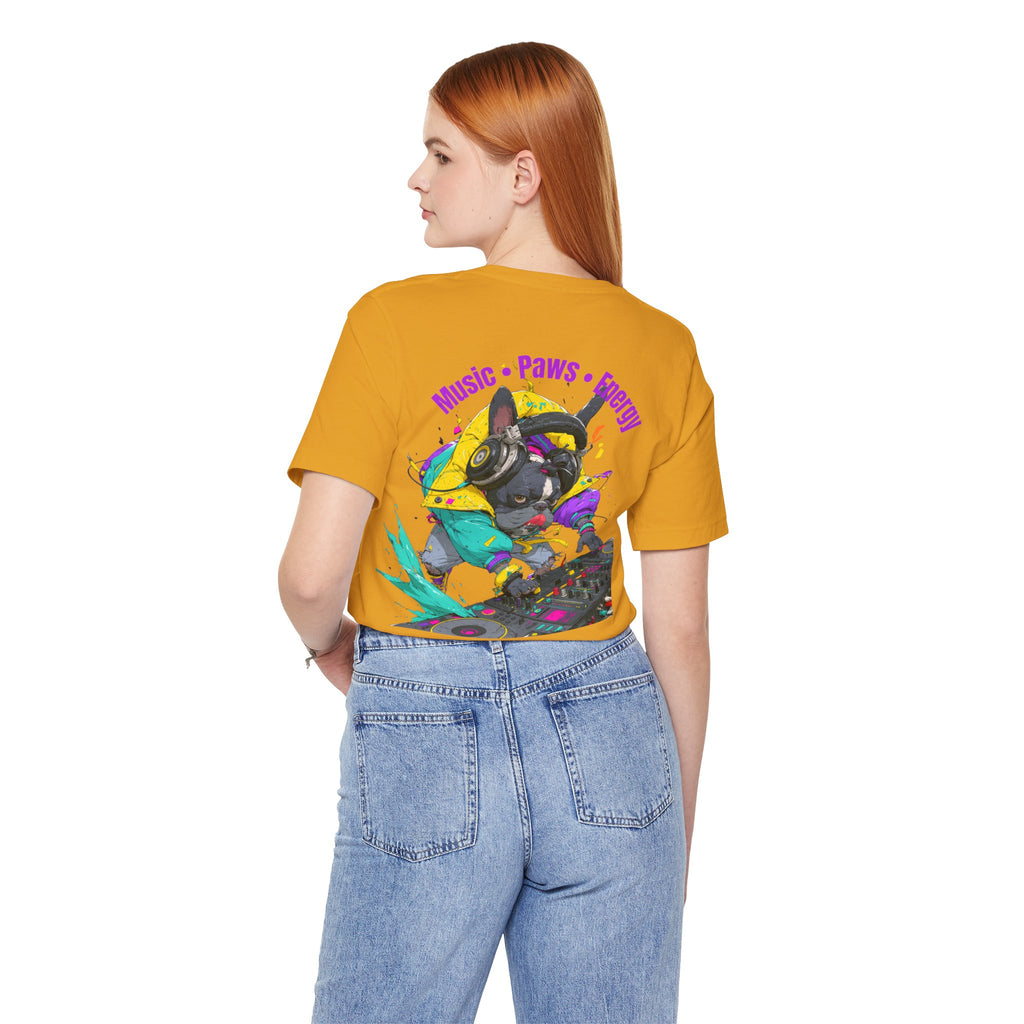 DJ French Bulldog T-Shirt — "Music • Paws • Energy" Graphic Tee