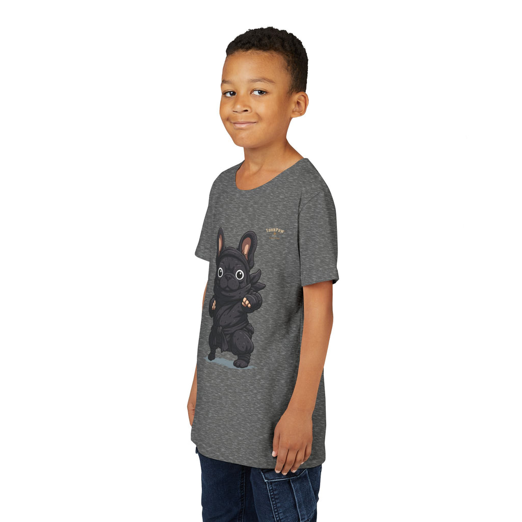 Kids Cute Black French Bulldog Tee – 'TARBUN' Cartoon Pup Youth T-Shirt