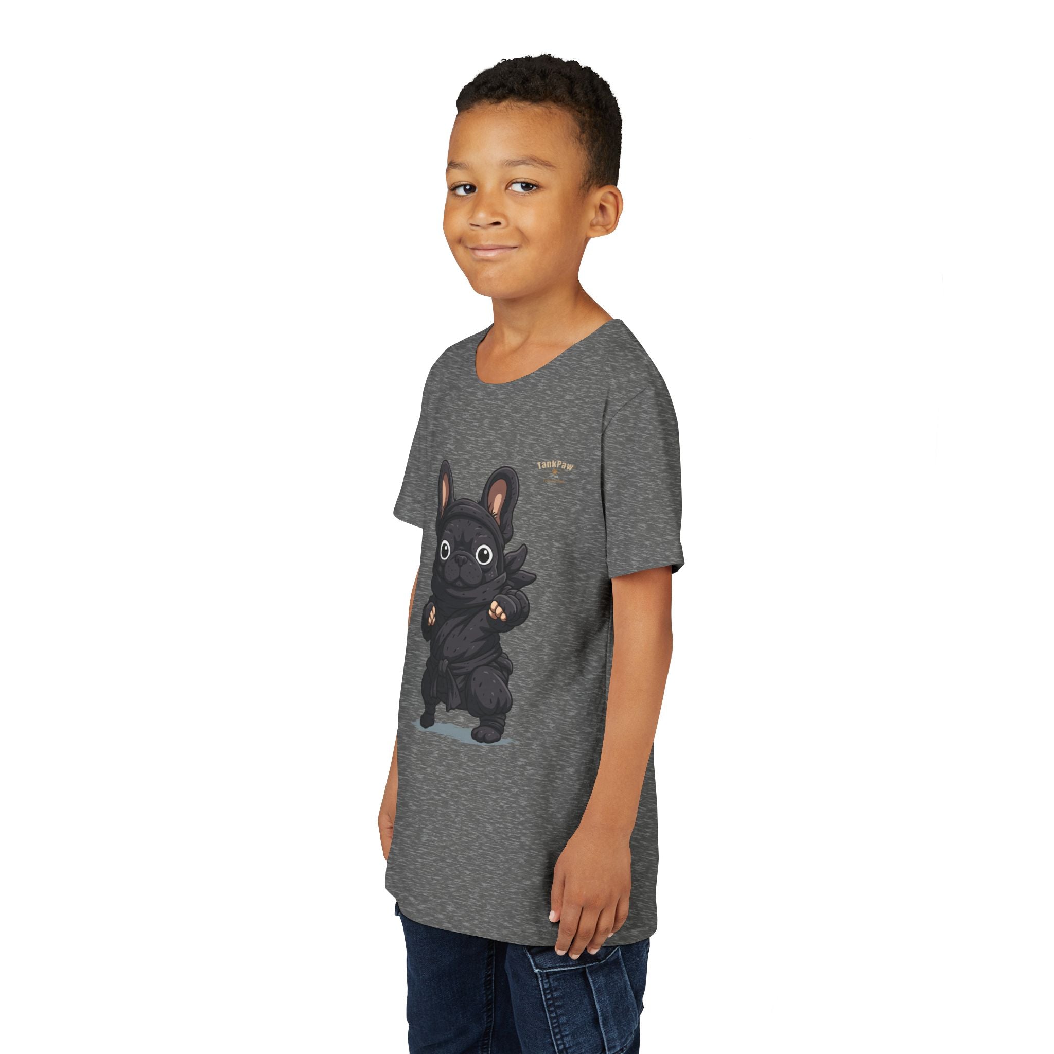 Kids Cute Black French Bulldog Tee – 'TARBUN' Cartoon Pup Youth T-Shirt