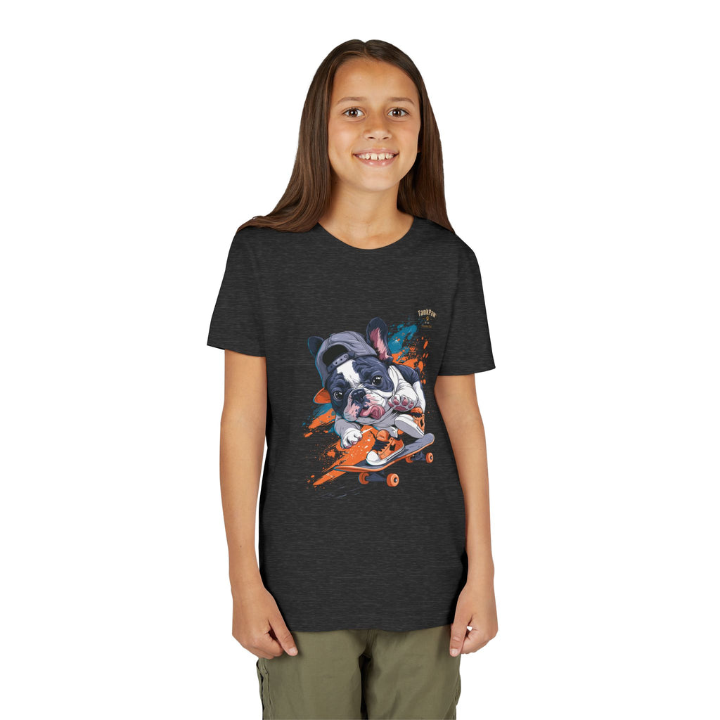 Youth Skateboarding French Bulldog Tee — Cute Skate Pup Graphic Shirt
