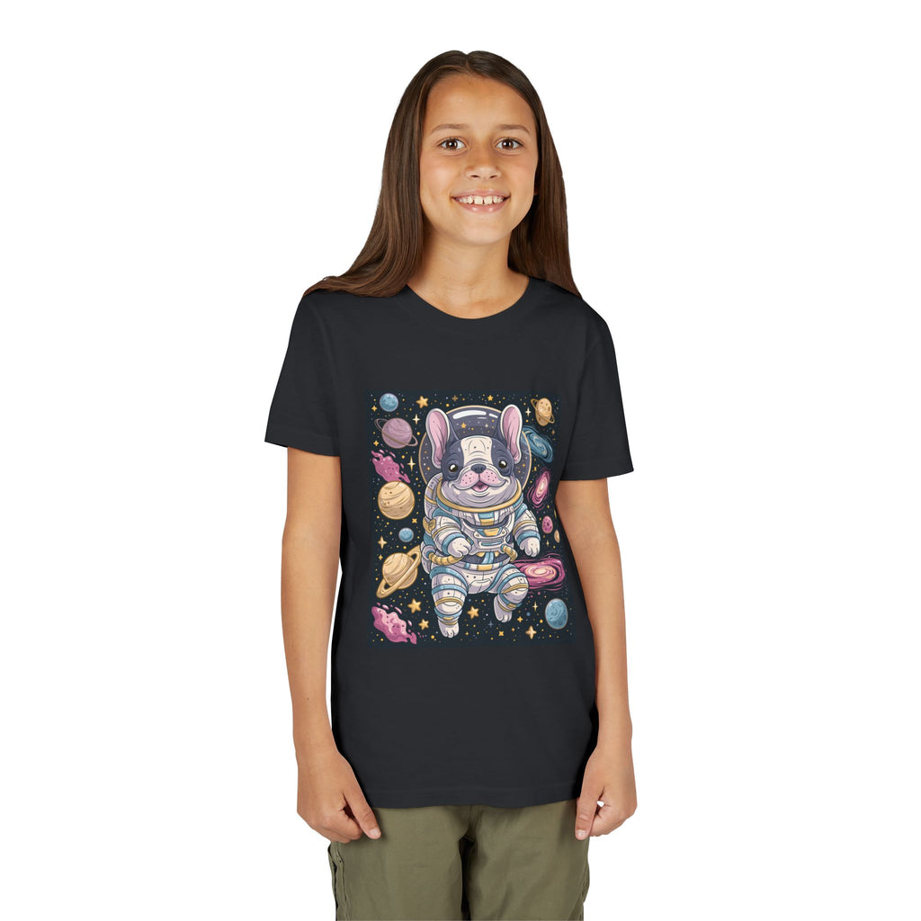 Kids Astronaut French Bulldog Tee — Space Puppy Graphic Youth T‑Shirt