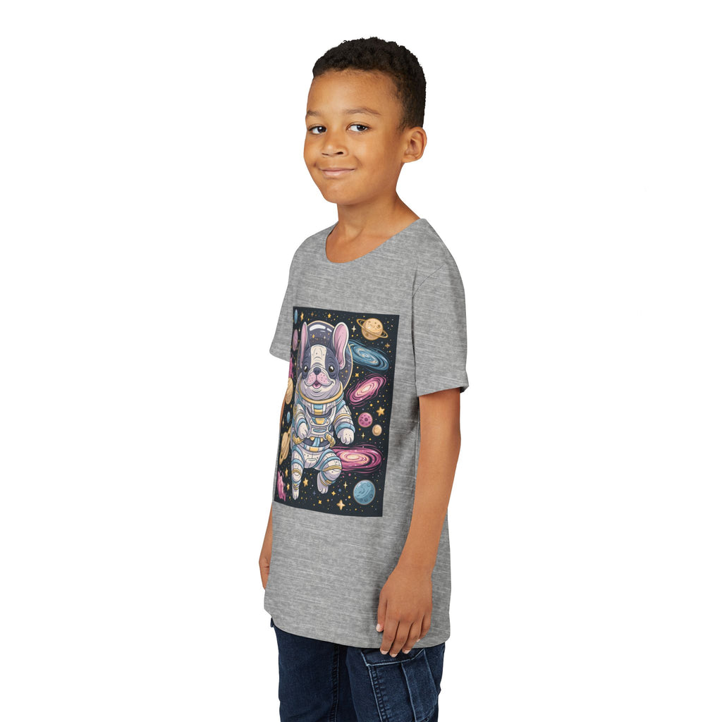 Kids Astronaut French Bulldog Tee — Space Puppy Graphic Youth T‑Shirt