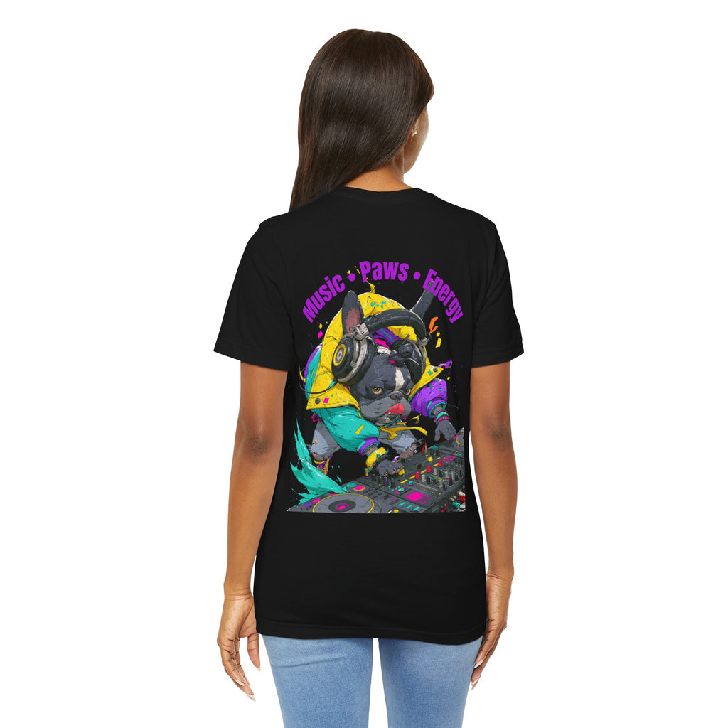 DJ French Bulldog T-Shirt — "Music • Paws • Energy" Graphic Tee
