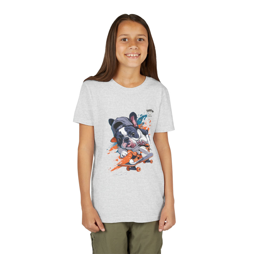 Youth Skateboarding French Bulldog Tee — Cute Skate Pup Graphic Shirt