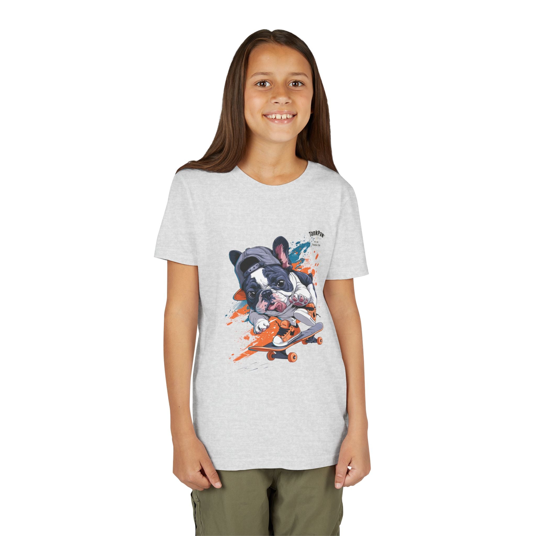 Youth Skateboarding French Bulldog Tee — Cute Skate Pup Graphic Shirt