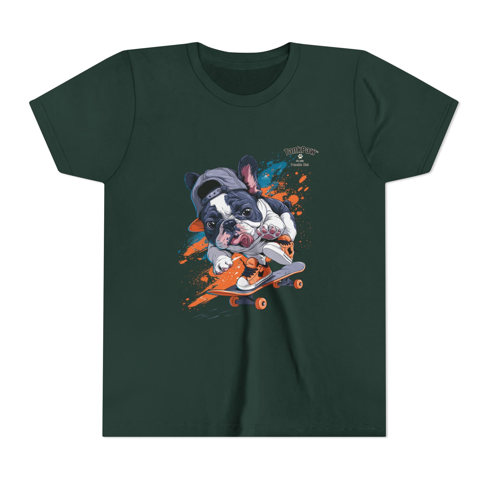 Youth Skateboarding French Bulldog Tee — Cute Skate Pup Graphic Shirt
