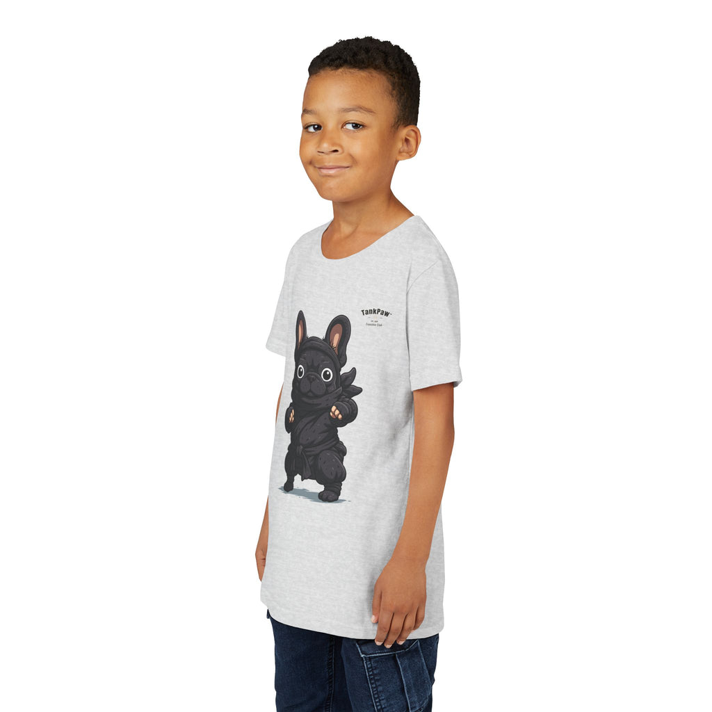 Kids Cute Black French Bulldog Tee – 'TARBUN' Cartoon Pup Youth T-Shirt