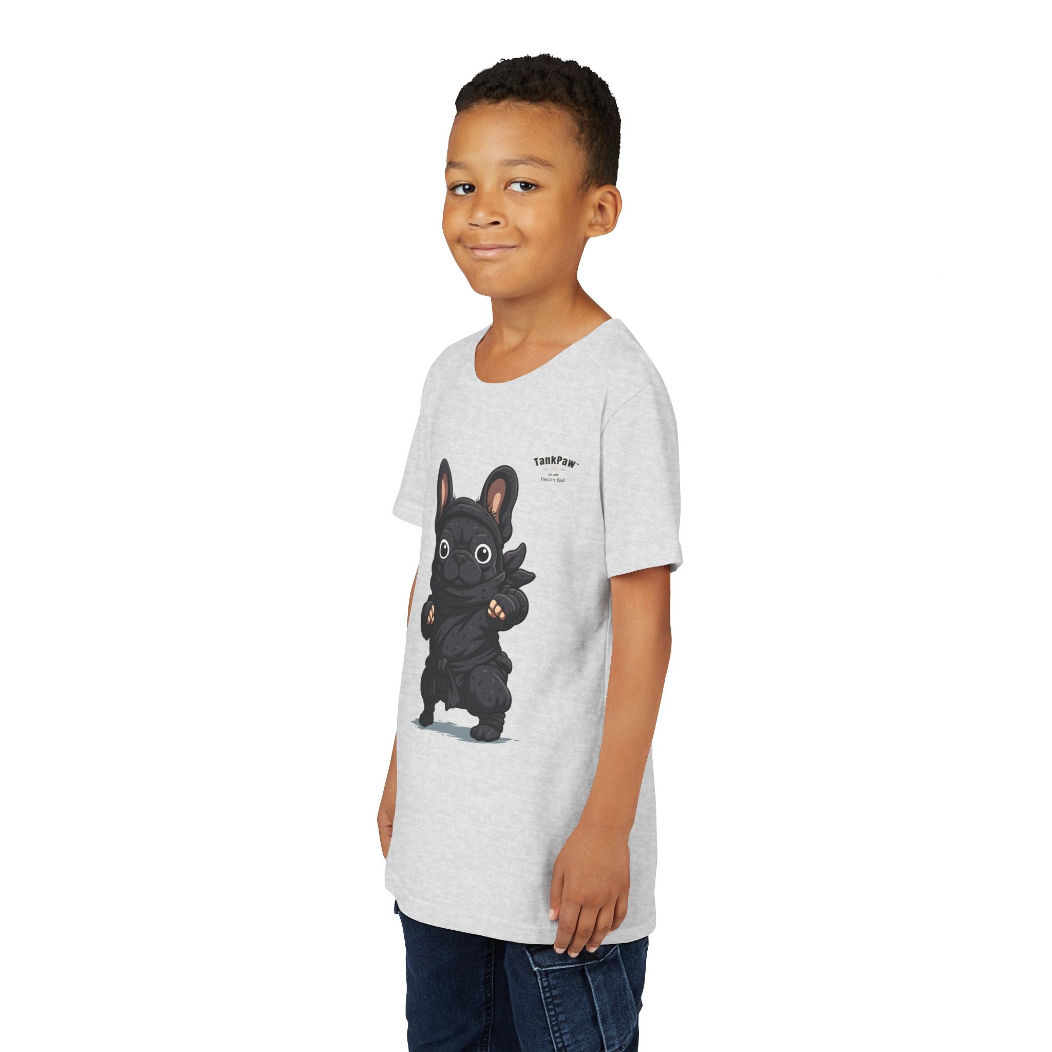 Kids Cute Black French Bulldog Tee – 'TARBUN' Cartoon Pup Youth T-Shirt