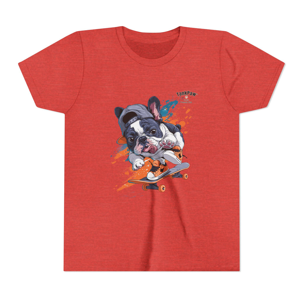 Youth Skateboarding French Bulldog Tee — Cute Skate Pup Graphic Shirt