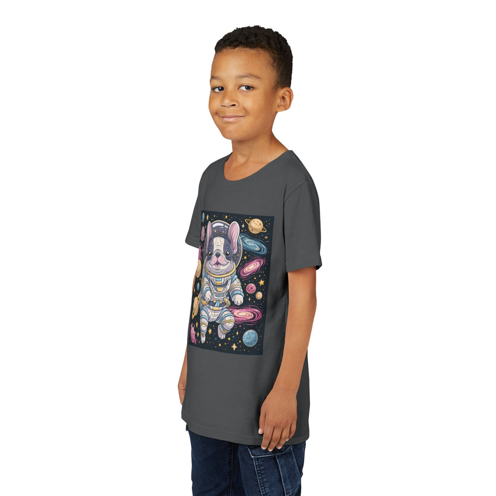 Kids Astronaut French Bulldog Tee — Space Puppy Graphic Youth T‑Shirt