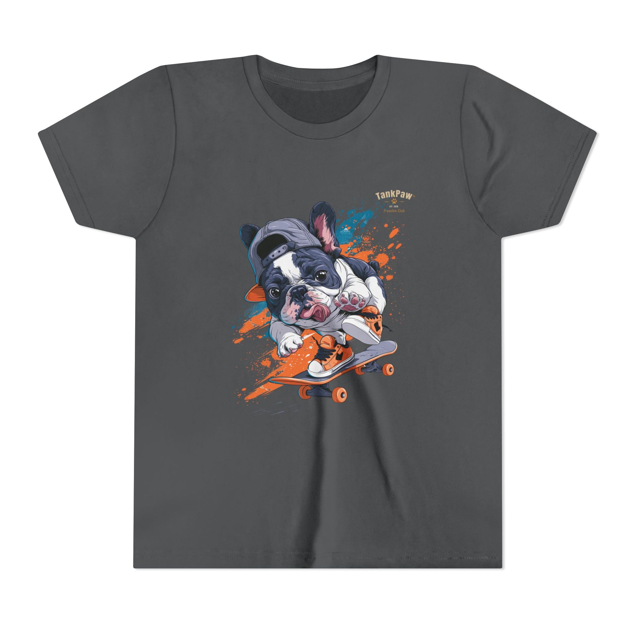 Youth Skateboarding French Bulldog Tee — Cute Skate Pup Graphic Shirt