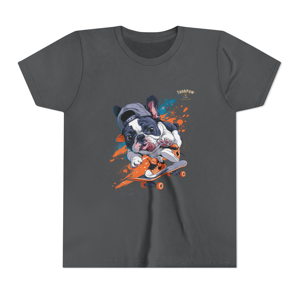Youth Skateboarding French Bulldog Tee — Cute Skate Pup Graphic Shirt