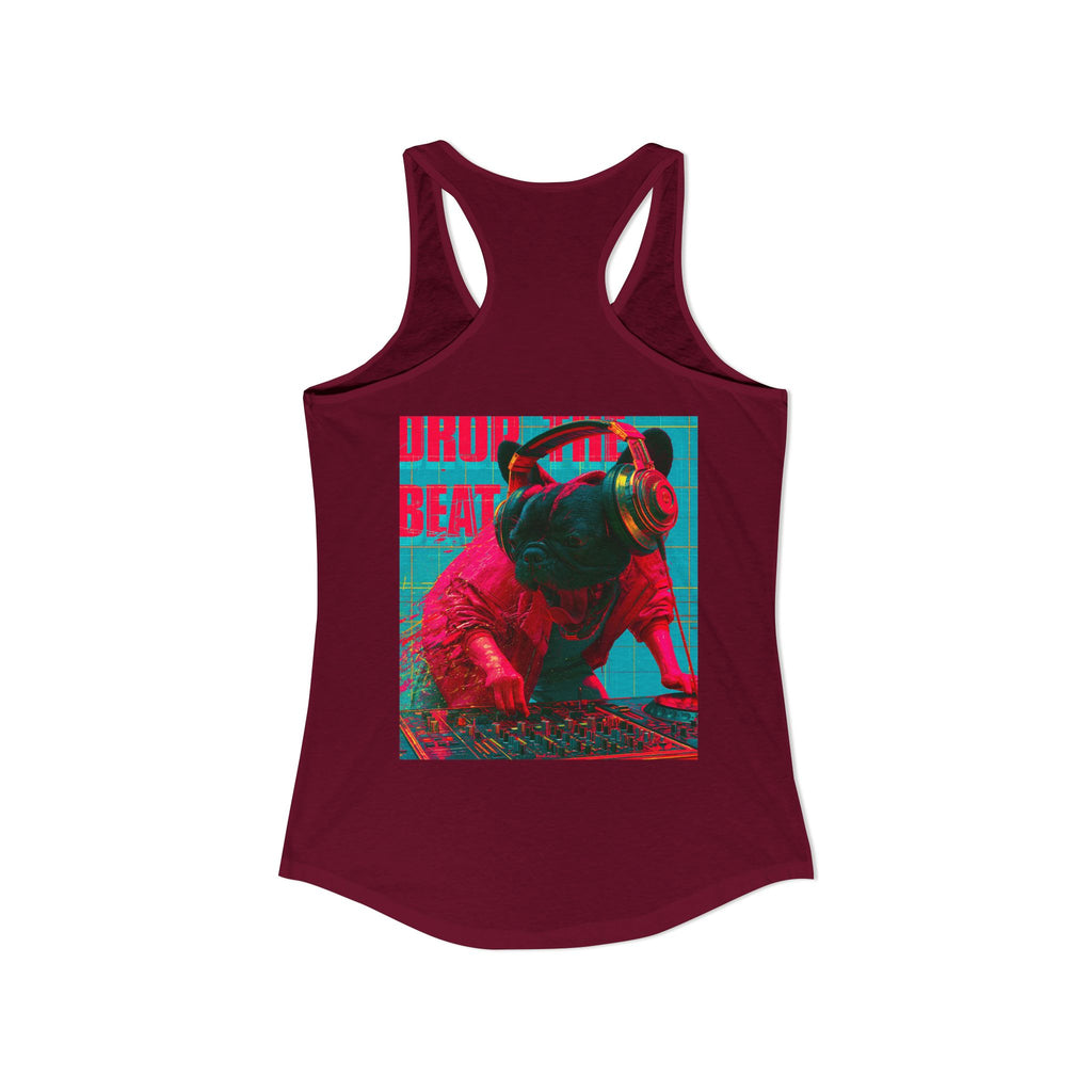 TankPaw™ Women's Frenchie Graphic T-Shirt — "DJ Dog" Design — Music Festival Theme
