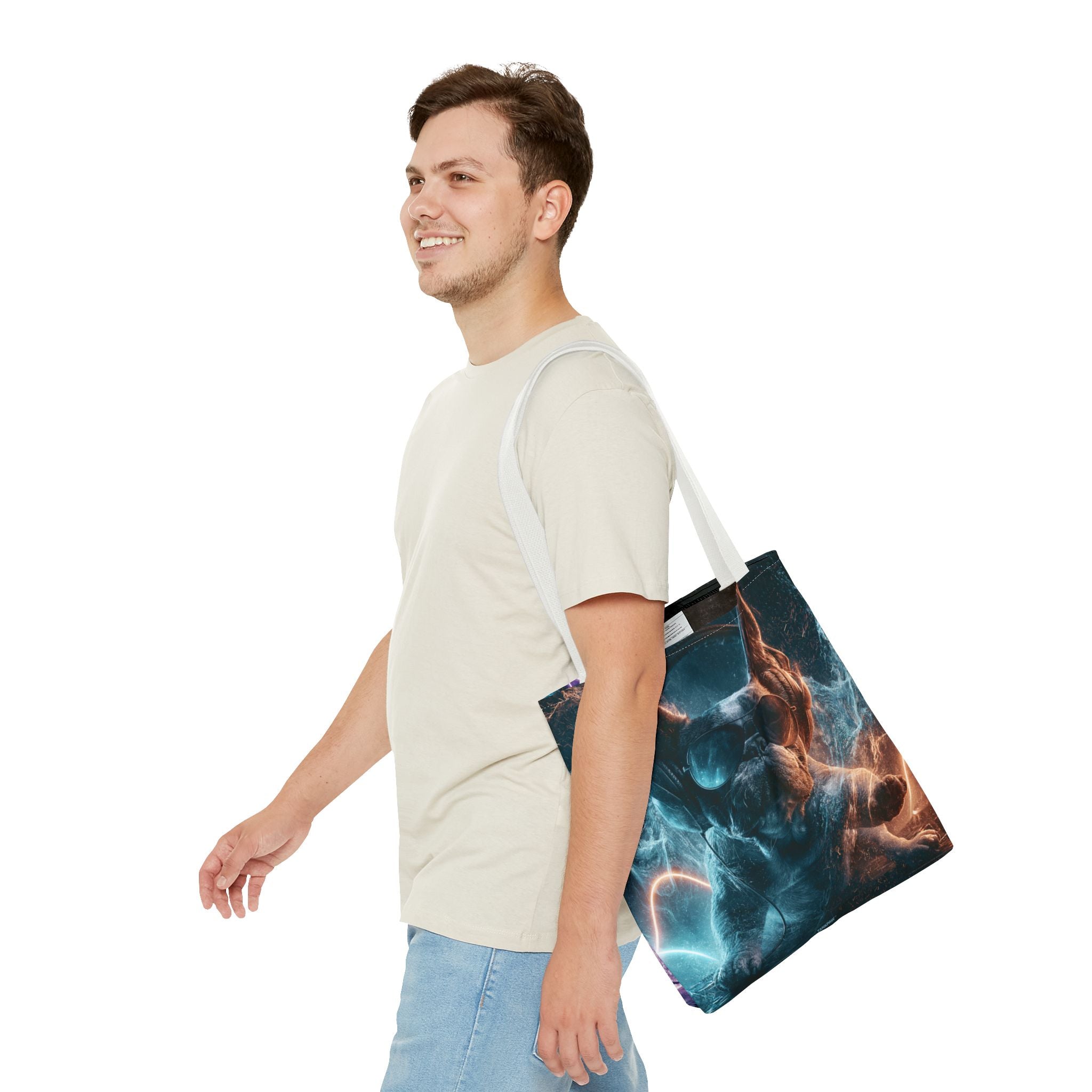 Cool French Bulldog Tote Bag — Neon DJ Dog Graphic Tote