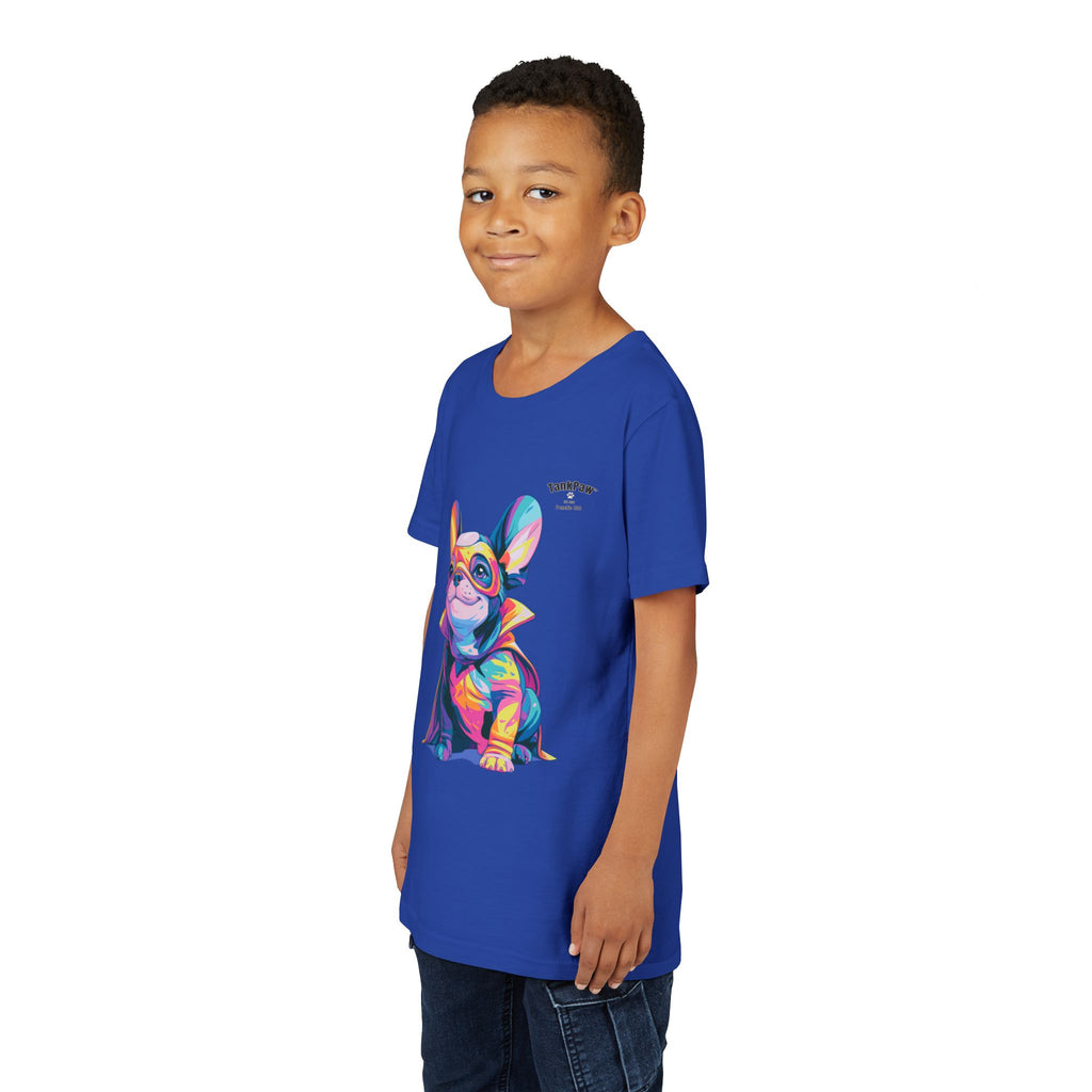 Kids Superhero French Bulldog Tee — Colorful Puppy Costume Youth Shirt
