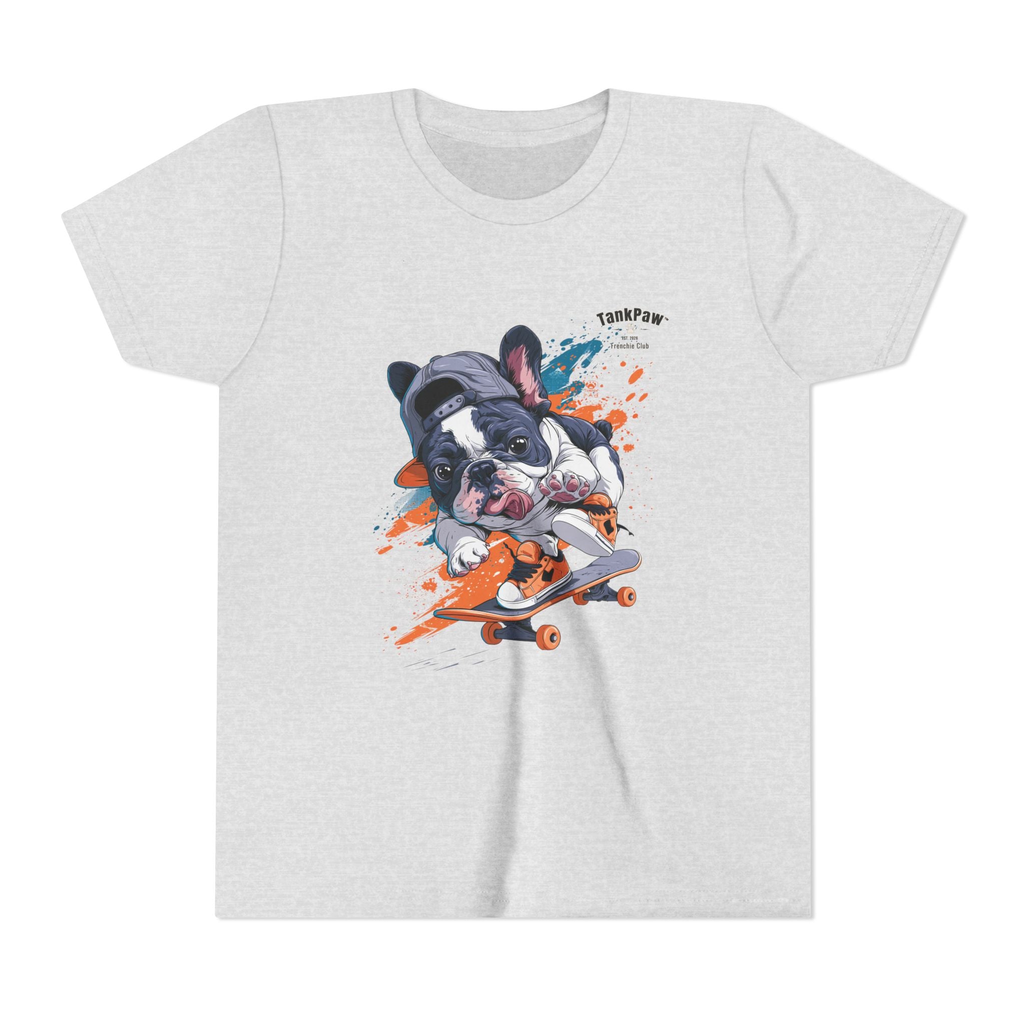 Youth Skateboarding French Bulldog Tee — Cute Skate Pup Graphic Shirt