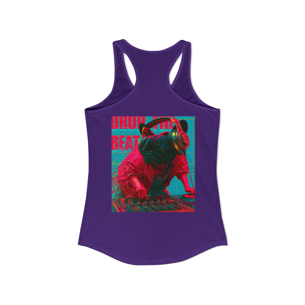 TankPaw™ Women's Frenchie Graphic T-Shirt — "DJ Dog" Design — Music Festival Theme