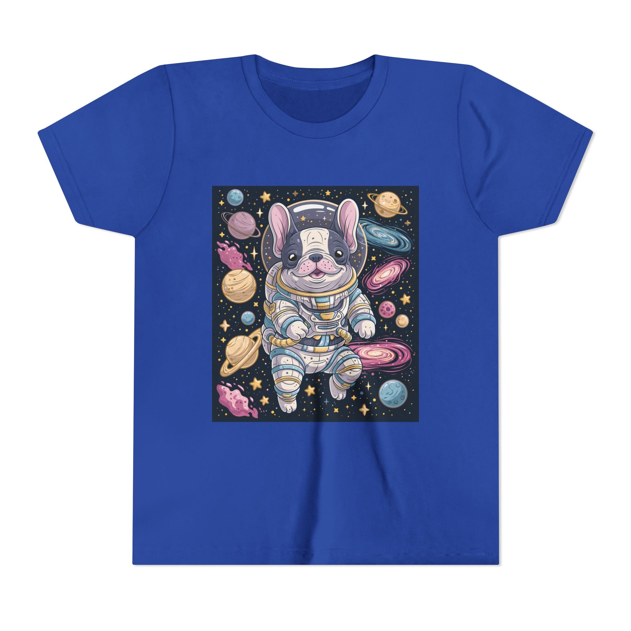 Kids Astronaut French Bulldog Tee — Space Puppy Graphic Youth T‑Shirt