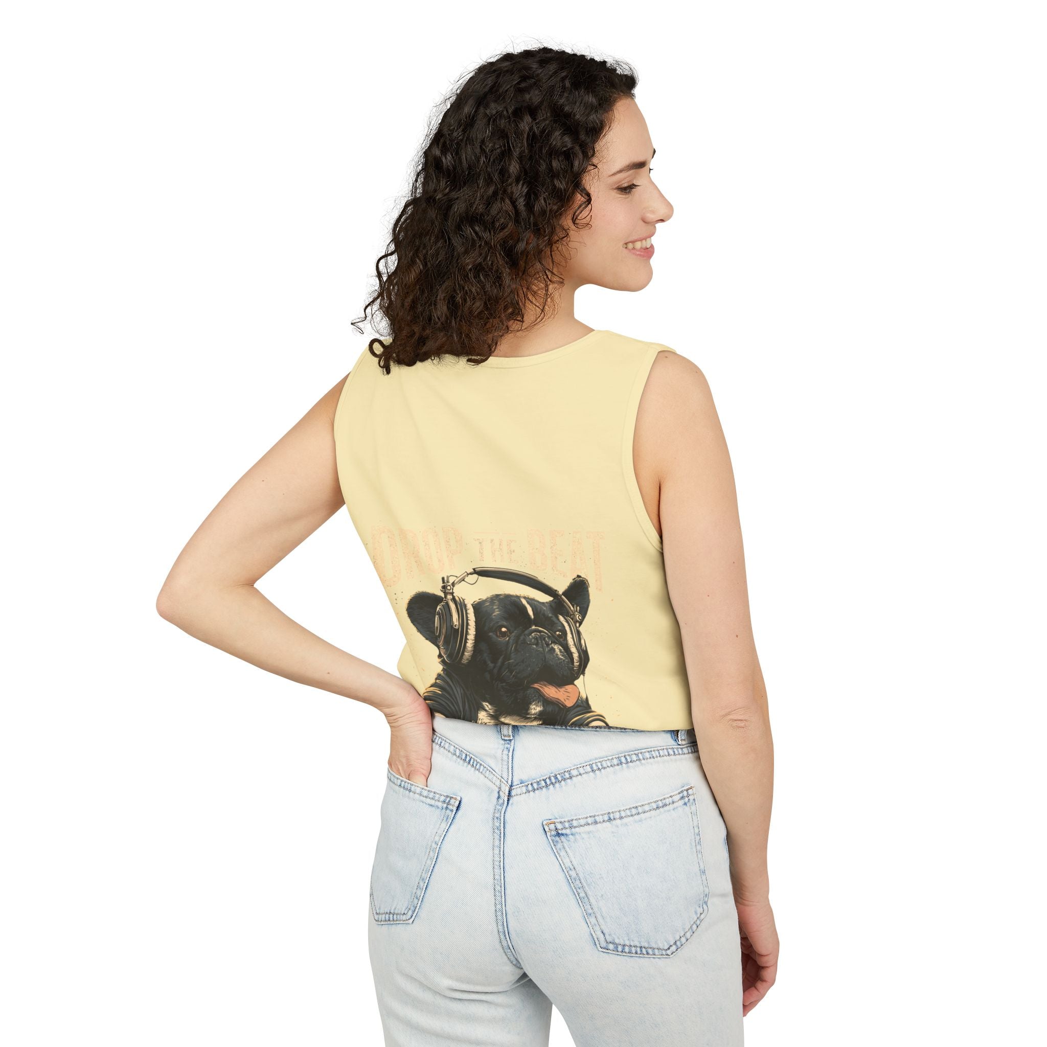 Music Festival Tank Top – "Drop the Beat" Frenchie DJ Graphic Tank