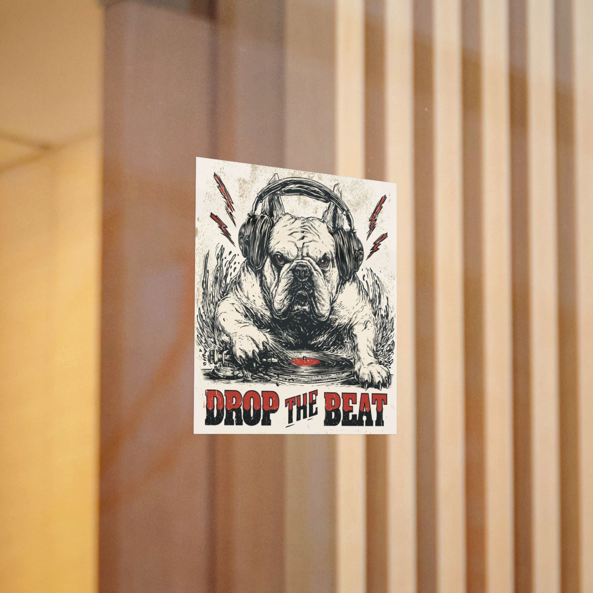 French Bulldog Sticker – Cute Frenchie DTF Decal | Waterproof Sticker for Dog Lovers | Suitable for Laptops, Phones, and Cars | EDM DJ Vinyl Record Design