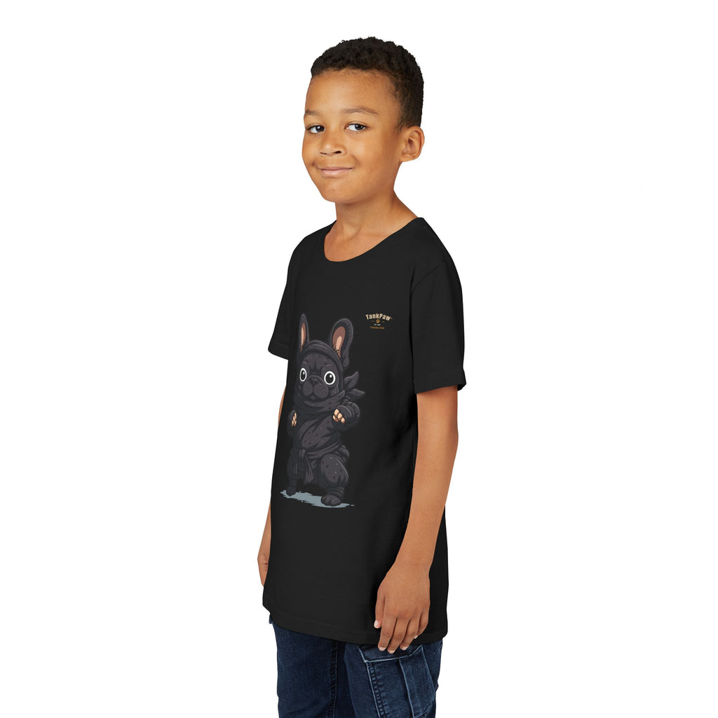 Kids Cute Black French Bulldog Tee – 'TARBUN' Cartoon Pup Youth T-Shirt