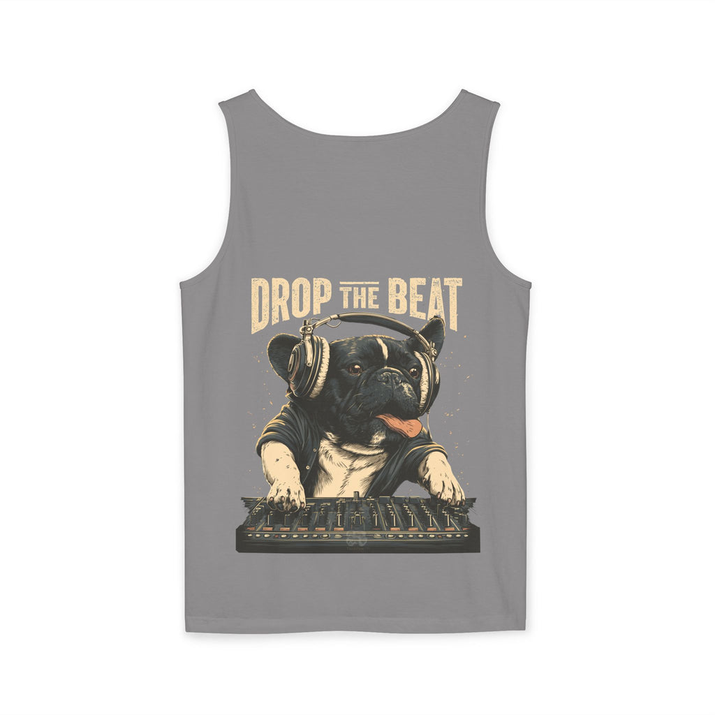 Music Festival Tank Top – "Drop the Beat" Frenchie DJ Graphic Tank