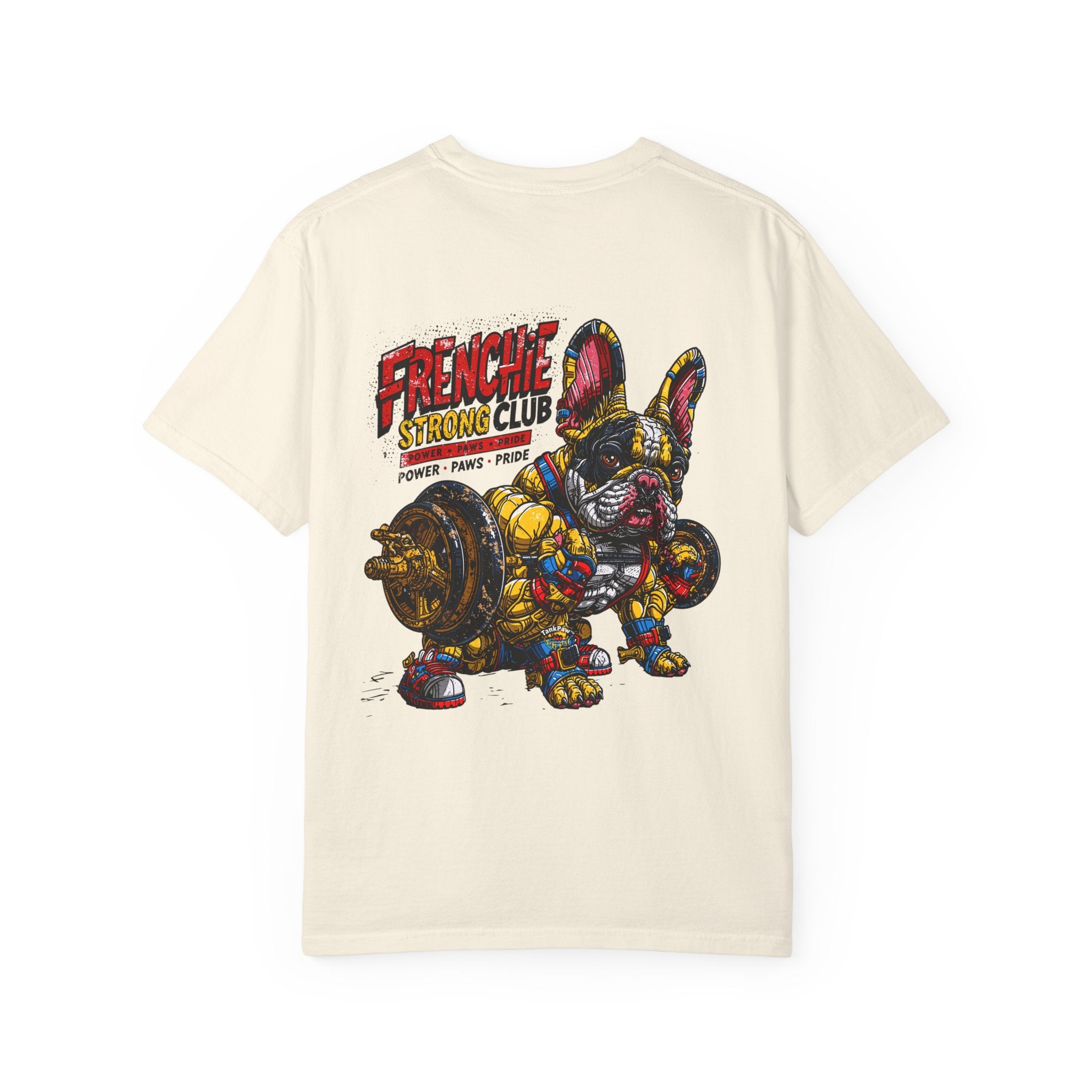 Frenchie Strong Club T-Shirt — Graphic French Bulldog Weightlifting Tee
