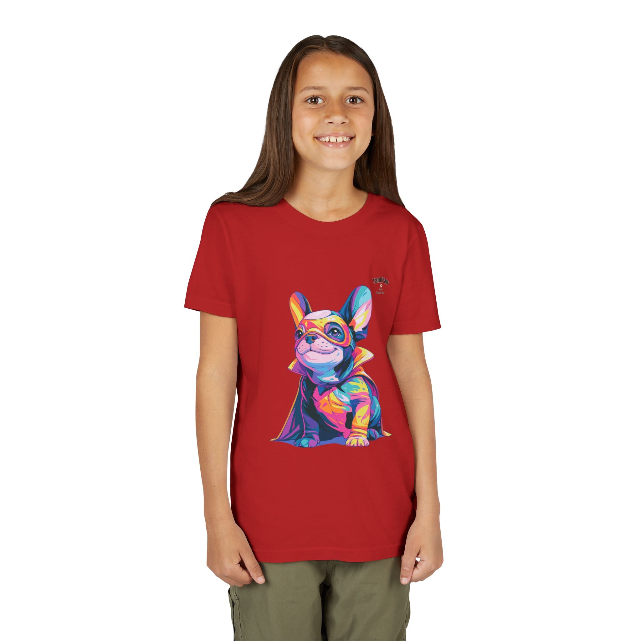 Kids Superhero French Bulldog Tee — Colorful Puppy Costume Youth Shirt