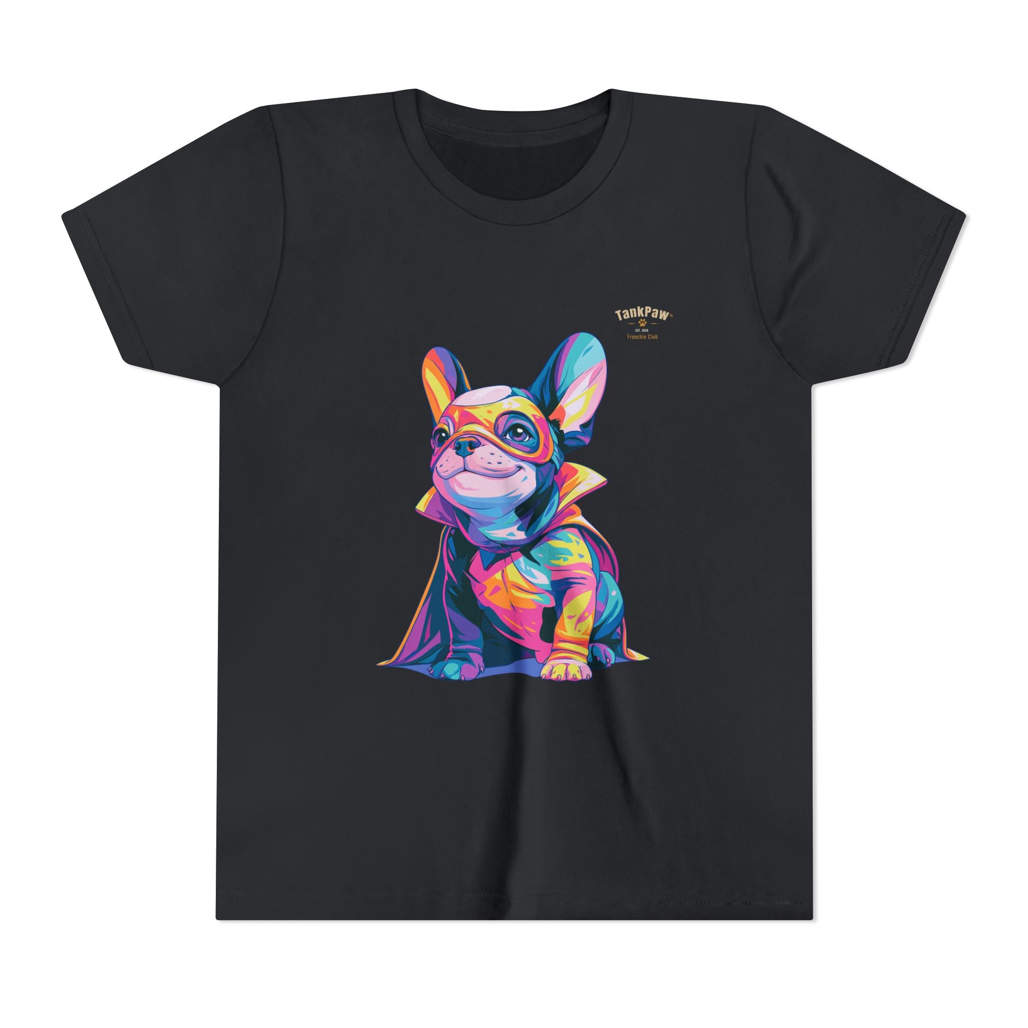 Kids Superhero French Bulldog Tee — Colorful Puppy Costume Youth Shirt