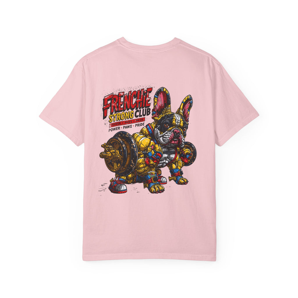 Frenchie Strong Club T-Shirt — Graphic French Bulldog Weightlifting Tee