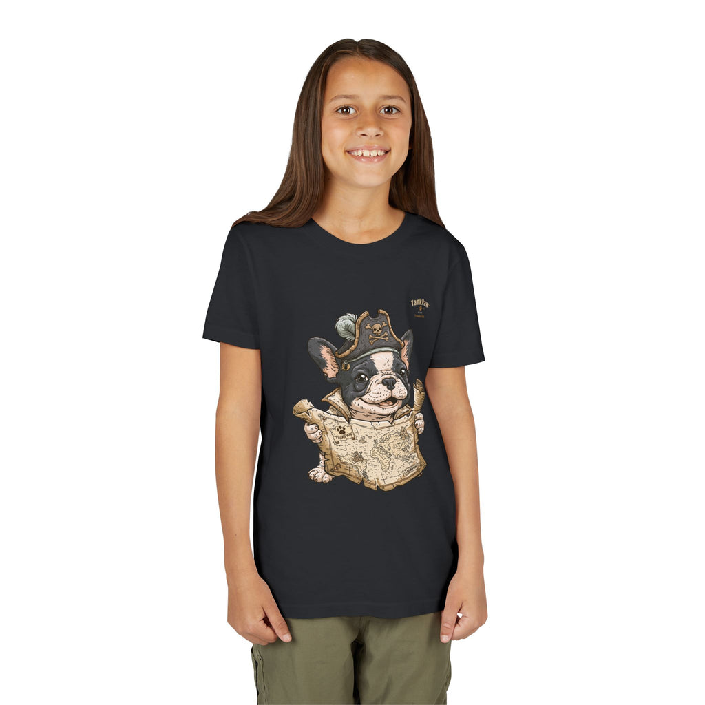 Kids Pirate Dog Tee — "Ahoy!" Map & Captain French Bulldog Youth T-Shirt