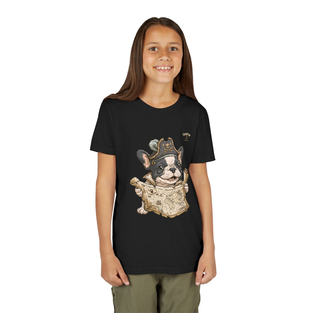 Kids Pirate Dog Tee — "Ahoy!" Map & Captain French Bulldog Youth T-Shirt