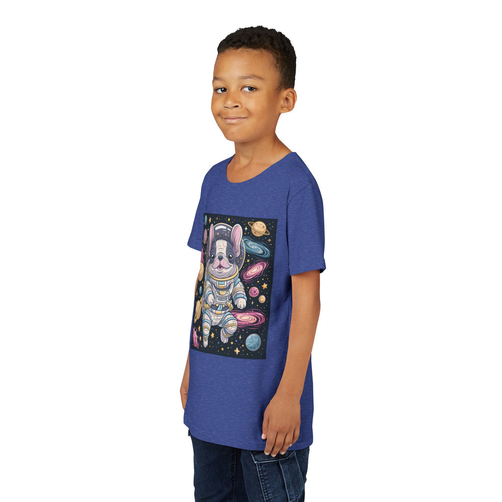 Kids Astronaut French Bulldog Tee — Space Puppy Graphic Youth T‑Shirt